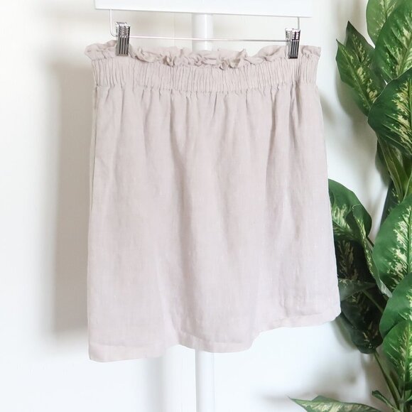 J. Crew Light Grey 100% Linen Paper-bag Mini Summer Skirt Size 8 - Picture 5 of 12